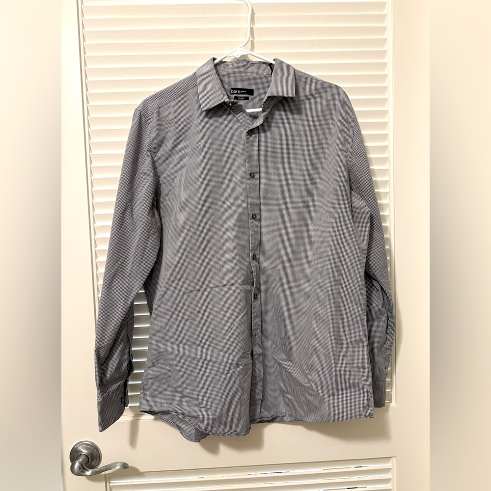 Bar III Gray Dress Shirt Long Sleeve Classic Collar